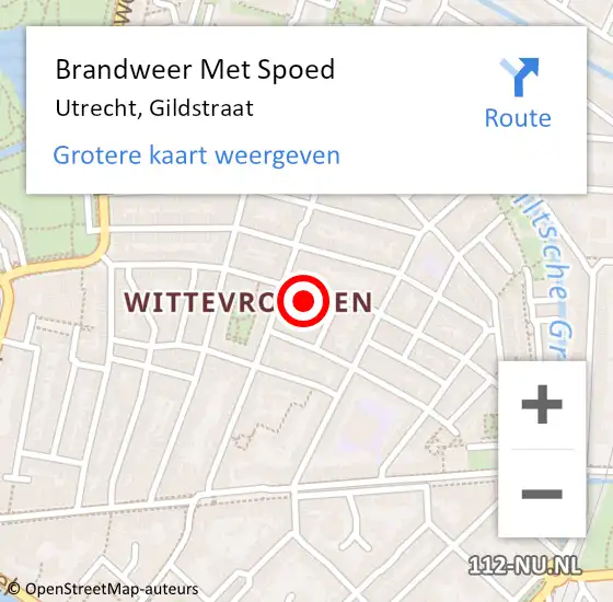 Locatie op kaart van de 112 melding: Brandweer Met Spoed Naar Utrecht, Gildstraat op 5 oktober 2024 17:17