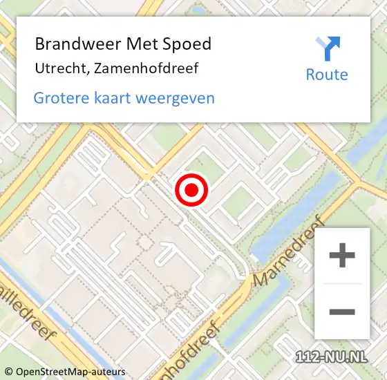 Locatie op kaart van de 112 melding: Brandweer Met Spoed Naar Utrecht, Zamenhofdreef op 5 oktober 2024 17:39