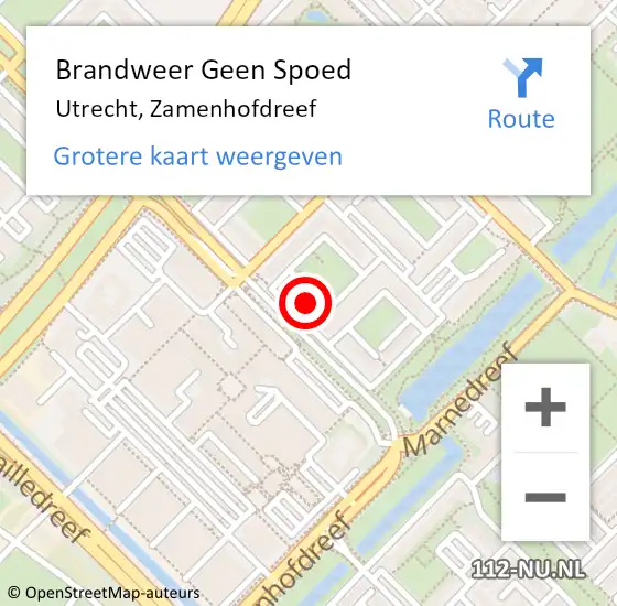 Locatie op kaart van de 112 melding: Brandweer Geen Spoed Naar Utrecht, Zamenhofdreef op 5 oktober 2024 17:40