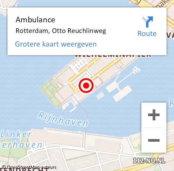 Locatie op kaart van de 112 melding: Ambulance Rotterdam, Otto Reuchlinweg op 5 oktober 2024 17:55