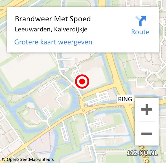 Locatie op kaart van de 112 melding: Brandweer Met Spoed Naar Leeuwarden, Kalverdijkje op 5 oktober 2024 18:03