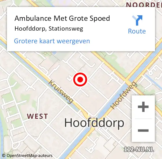 Locatie op kaart van de 112 melding: Ambulance Met Grote Spoed Naar Hoofddorp, Stationsweg op 5 oktober 2024 18:05