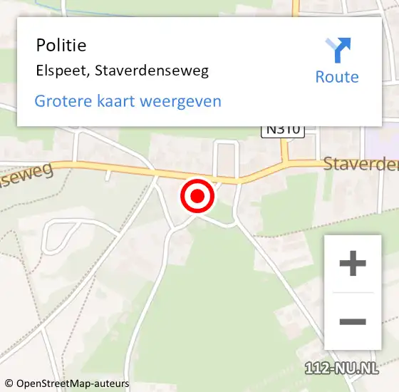 Locatie op kaart van de 112 melding: Politie Elspeet, Staverdenseweg op 5 oktober 2024 18:07