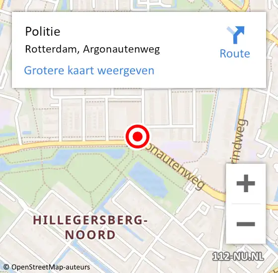 Locatie op kaart van de 112 melding: Politie Rotterdam, Argonautenweg op 5 oktober 2024 18:13