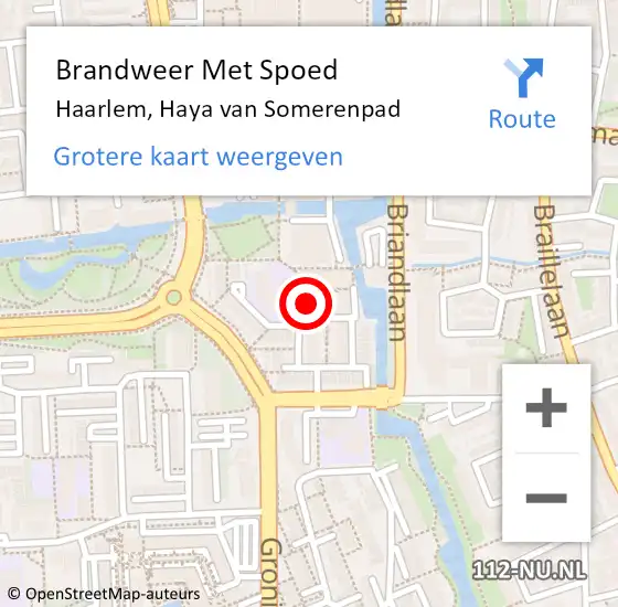 Locatie op kaart van de 112 melding: Brandweer Met Spoed Naar Haarlem, Haya van Somerenpad op 5 oktober 2024 18:14