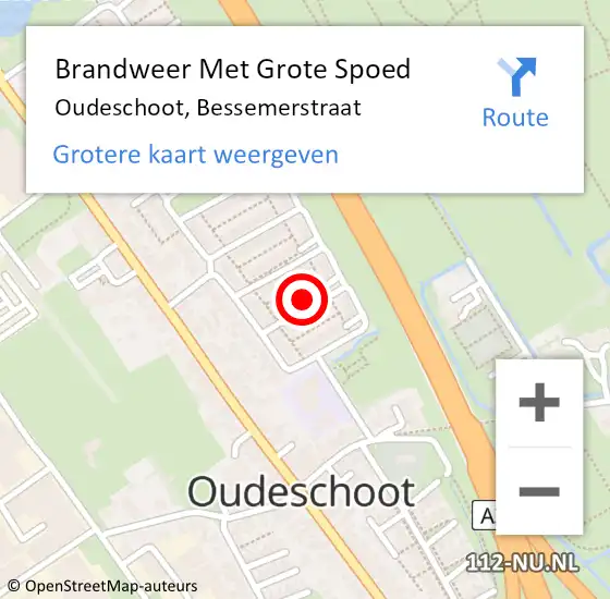 Locatie op kaart van de 112 melding: Brandweer Met Grote Spoed Naar Oudeschoot, Bessemerstraat op 5 oktober 2024 18:15