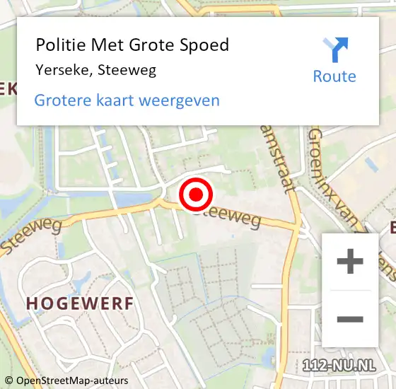 Locatie op kaart van de 112 melding: Politie Met Grote Spoed Naar Yerseke, Steeweg op 5 oktober 2024 18:17