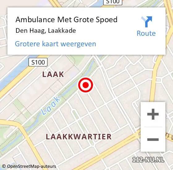 Locatie op kaart van de 112 melding: Ambulance Met Grote Spoed Naar Den Haag, Laakkade op 5 oktober 2024 18:20