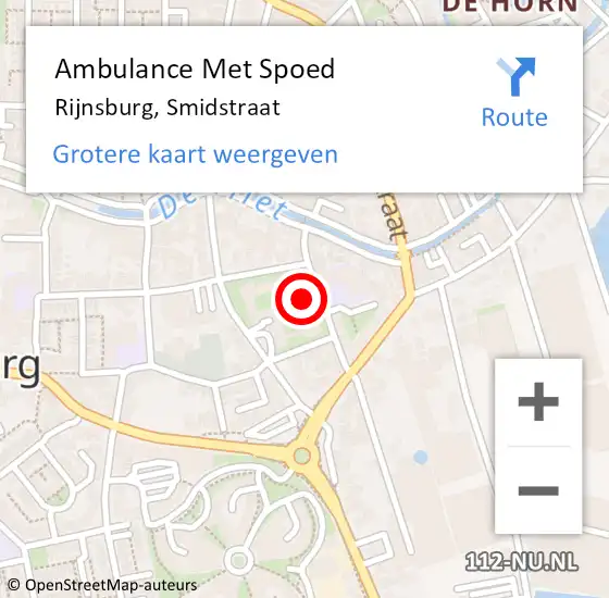 Locatie op kaart van de 112 melding: Ambulance Met Spoed Naar Rijnsburg, Smidstraat op 5 oktober 2024 18:29