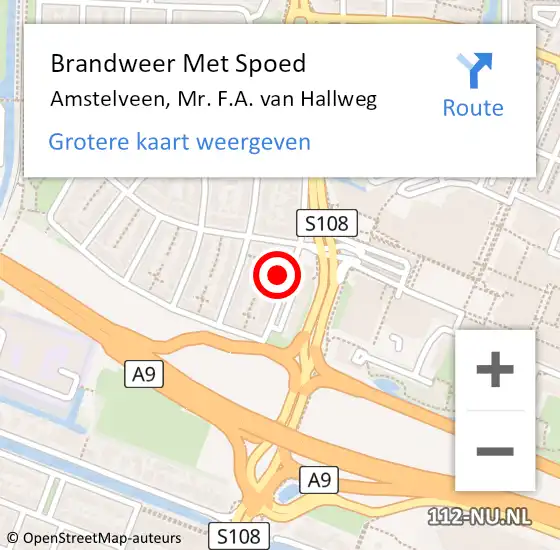 Locatie op kaart van de 112 melding: Brandweer Met Spoed Naar Amstelveen, Mr. F.A. van Hallweg op 5 oktober 2024 18:36