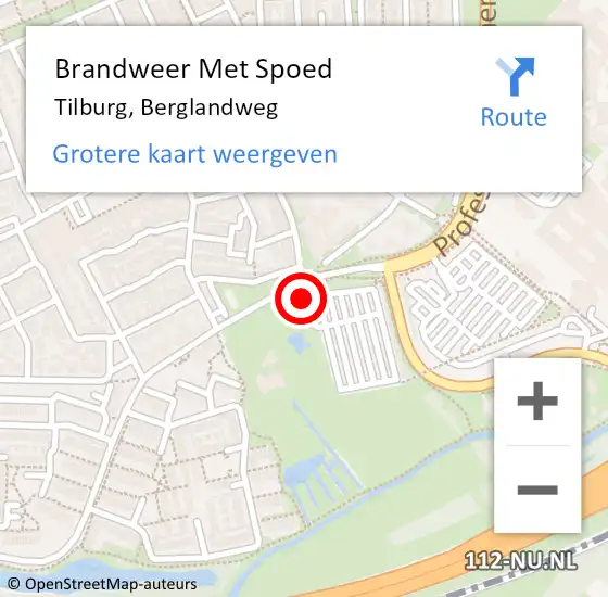 Locatie op kaart van de 112 melding: Brandweer Met Spoed Naar Tilburg, Berglandweg op 5 oktober 2024 19:02