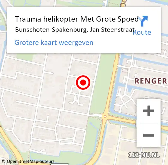 Locatie op kaart van de 112 melding: Trauma helikopter Met Grote Spoed Naar Bunschoten-Spakenburg, Jan Steenstraat op 5 oktober 2024 19:05