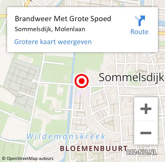 Locatie op kaart van de 112 melding: Brandweer Met Grote Spoed Naar Sommelsdijk, Molenlaan op 5 oktober 2024 19:05