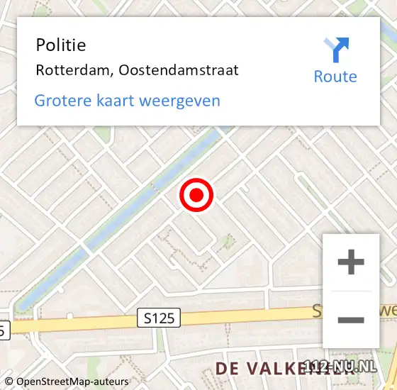 Locatie op kaart van de 112 melding: Politie Rotterdam, Oostendamstraat op 5 oktober 2024 19:29