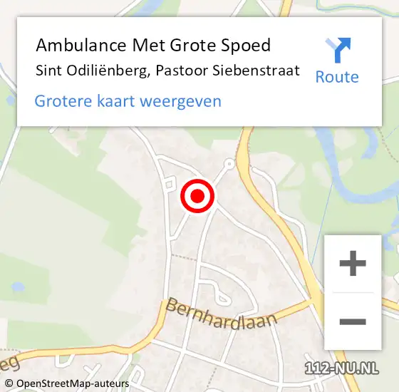 Locatie op kaart van de 112 melding: Ambulance Met Grote Spoed Naar Sint Odiliënberg, Pastoor Siebenstraat op 5 oktober 2024 19:32