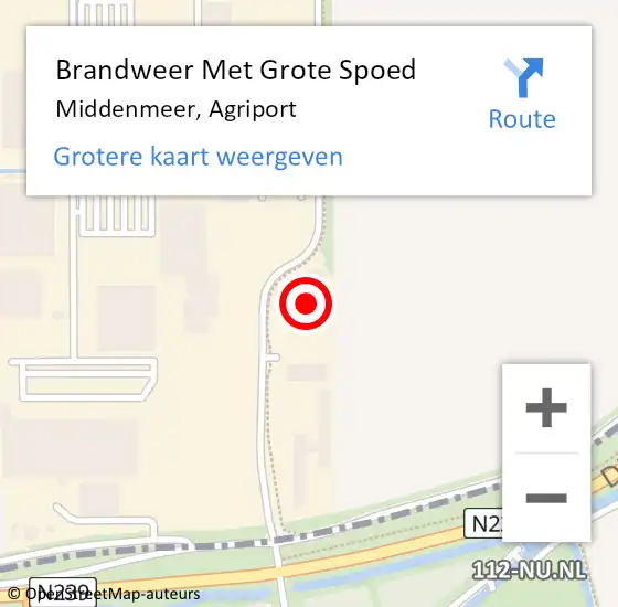 Locatie op kaart van de 112 melding: Brandweer Met Grote Spoed Naar Middenmeer, Agriport op 5 oktober 2024 19:44