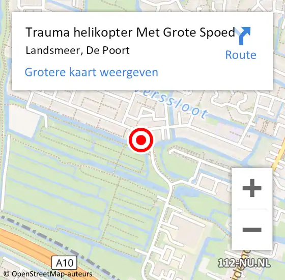 Locatie op kaart van de 112 melding: Trauma helikopter Met Grote Spoed Naar Landsmeer, De Poort op 5 oktober 2024 19:53