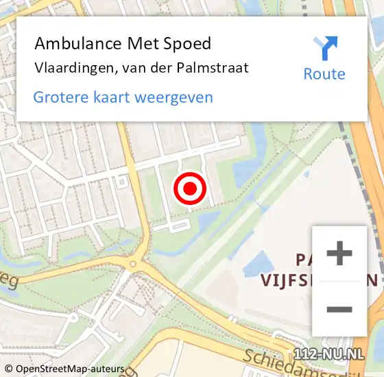 Locatie op kaart van de 112 melding: Ambulance Met Spoed Naar Vlaardingen, van der Palmstraat op 5 oktober 2024 19:55