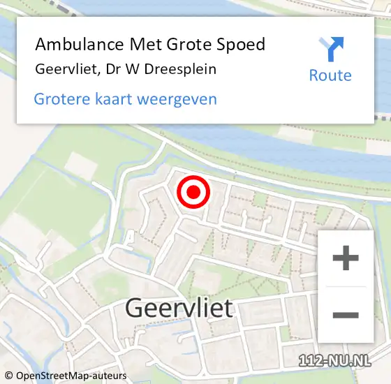 Locatie op kaart van de 112 melding: Ambulance Met Grote Spoed Naar Geervliet, Dr W Dreesplein op 5 oktober 2024 20:31