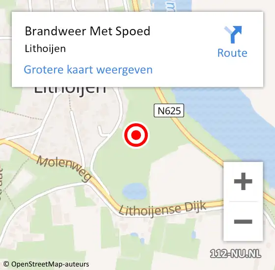 Locatie op kaart van de 112 melding: Brandweer Met Spoed Naar Lithoijen op 5 oktober 2024 20:42