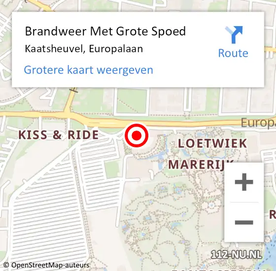 Locatie op kaart van de 112 melding: Brandweer Met Grote Spoed Naar Kaatsheuvel, Europalaan op 5 oktober 2024 21:00