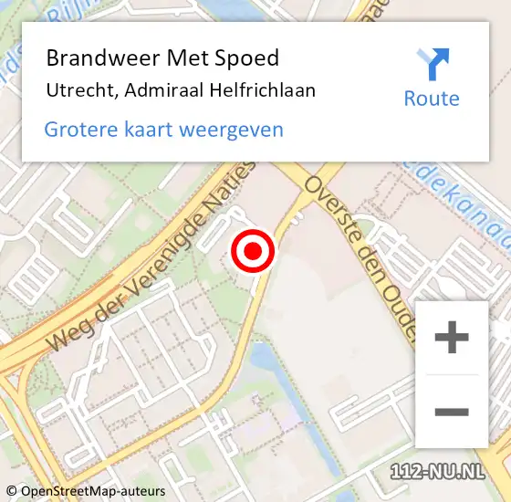 Locatie op kaart van de 112 melding: Brandweer Met Spoed Naar Utrecht, Admiraal Helfrichlaan op 5 oktober 2024 21:01