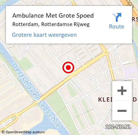 Locatie op kaart van de 112 melding: Ambulance Met Grote Spoed Naar Rotterdam, Rotterdamse Rijweg op 5 oktober 2024 21:18