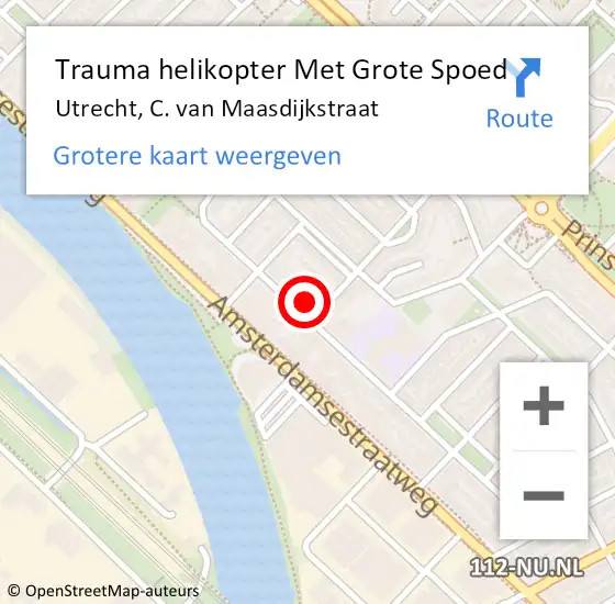 Locatie op kaart van de 112 melding: Trauma helikopter Met Grote Spoed Naar Utrecht, C. van Maasdijkstraat op 5 oktober 2024 21:24