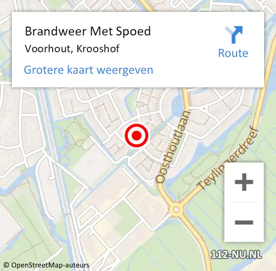 Locatie op kaart van de 112 melding: Brandweer Met Spoed Naar Voorhout, Krooshof op 5 oktober 2024 21:40