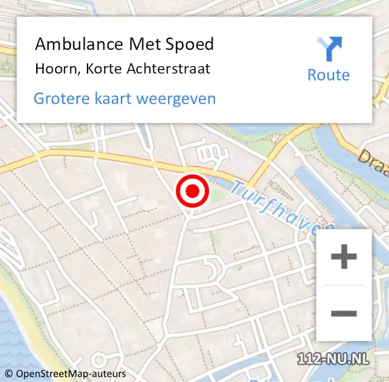 Locatie op kaart van de 112 melding: Ambulance Met Spoed Naar Hoorn, Korte Achterstraat op 5 oktober 2024 21:53