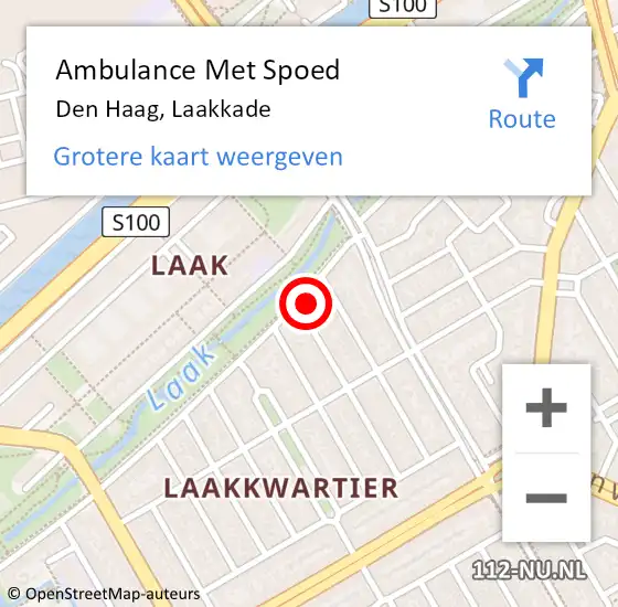 Locatie op kaart van de 112 melding: Ambulance Met Spoed Naar Den Haag, Laakkade op 5 oktober 2024 22:10