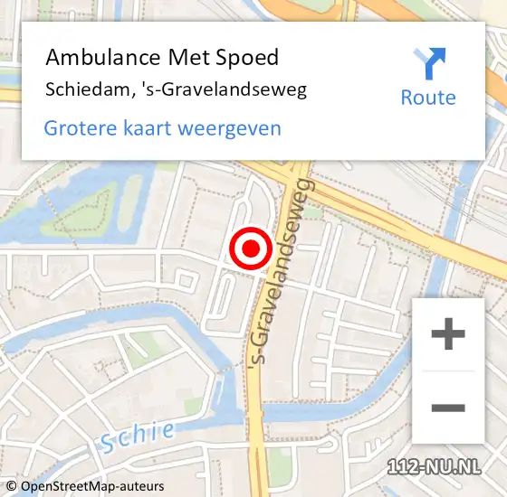 Locatie op kaart van de 112 melding: Ambulance Met Spoed Naar Schiedam, 's-Gravelandseweg op 5 oktober 2024 22:29