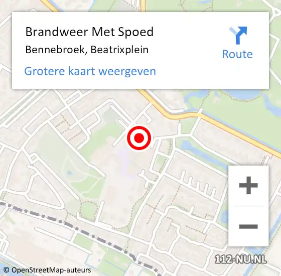 Locatie op kaart van de 112 melding: Brandweer Met Spoed Naar Bennebroek, Beatrixplein op 5 oktober 2024 22:36