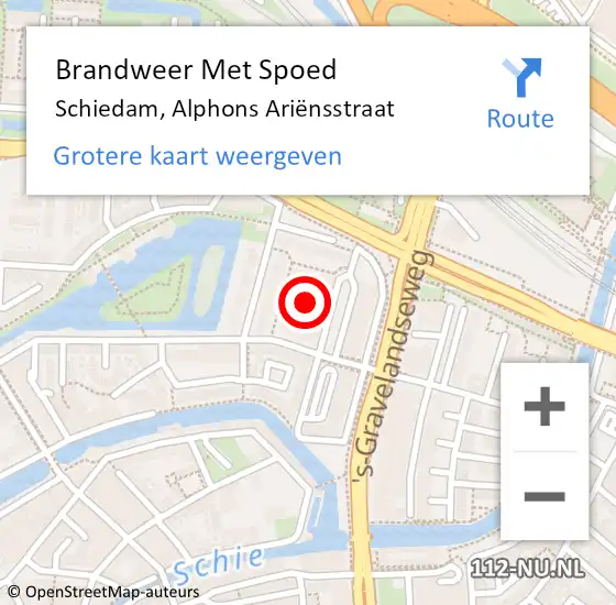 Locatie op kaart van de 112 melding: Brandweer Met Spoed Naar Schiedam, Alphons Ariënsstraat op 5 oktober 2024 22:41