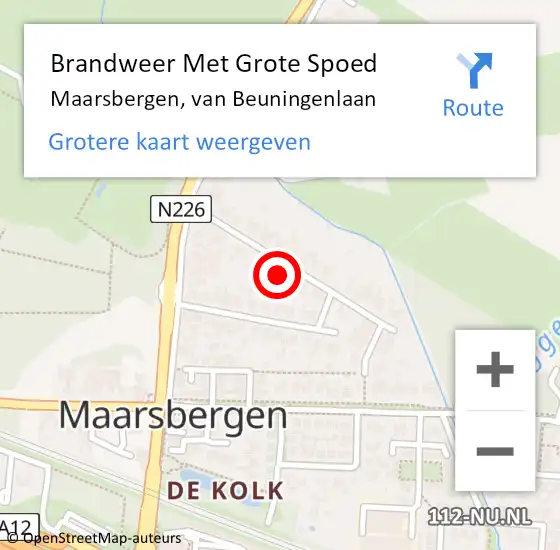 Locatie op kaart van de 112 melding: Brandweer Met Grote Spoed Naar Maarsbergen, van Beuningenlaan op 5 oktober 2024 22:49