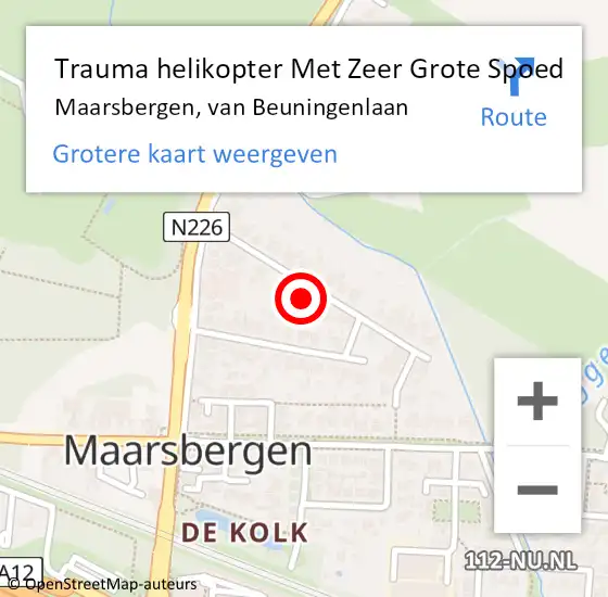 Locatie op kaart van de 112 melding: Trauma helikopter Met Zeer Grote Spoed Naar Maarsbergen, van Beuningenlaan op 5 oktober 2024 22:50