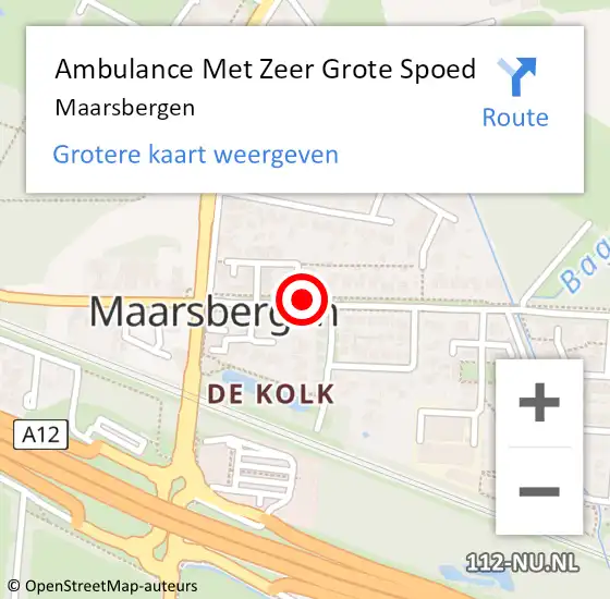 Locatie op kaart van de 112 melding: Ambulance Met Zeer Grote Spoed Naar Maarsbergen op 5 oktober 2024 22:50