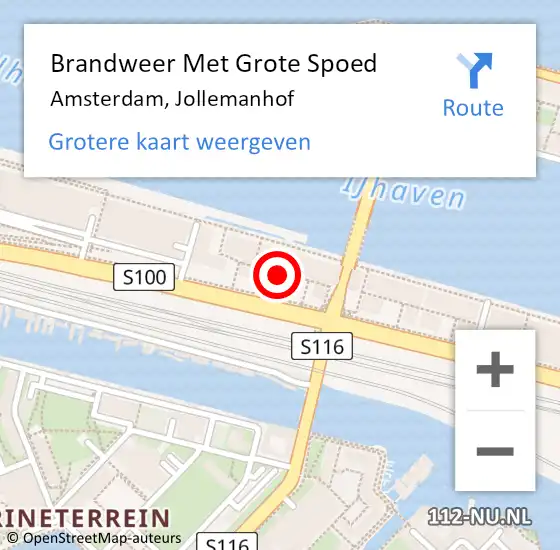 Locatie op kaart van de 112 melding: Brandweer Met Grote Spoed Naar Amsterdam, Jollemanhof op 5 oktober 2024 23:00