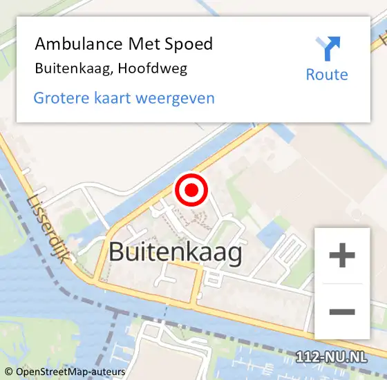 Locatie op kaart van de 112 melding: Ambulance Met Spoed Naar Buitenkaag, Hoofdweg op 5 oktober 2024 23:06