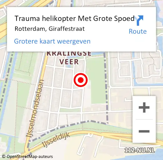 Locatie op kaart van de 112 melding: Trauma helikopter Met Grote Spoed Naar Rotterdam, Giraffestraat op 5 oktober 2024 23:10