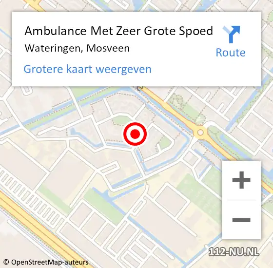 Locatie op kaart van de 112 melding: Ambulance Met Zeer Grote Spoed Naar Wateringen, Mosveen op 5 oktober 2024 23:12