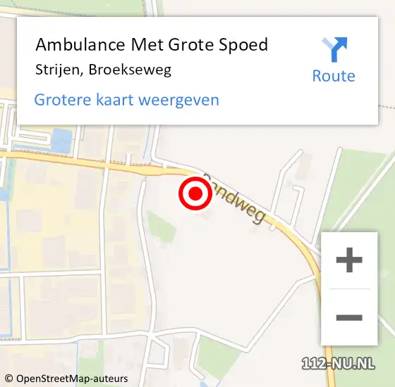 Locatie op kaart van de 112 melding: Ambulance Met Grote Spoed Naar Strijen, Broekseweg op 5 oktober 2024 23:18