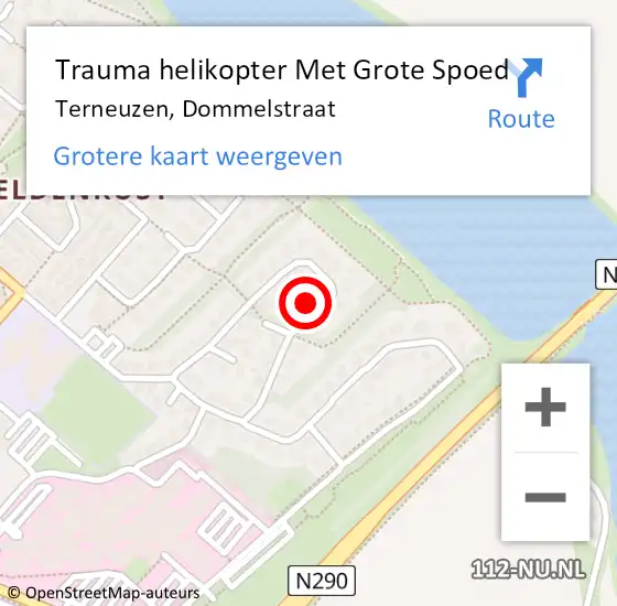 Locatie op kaart van de 112 melding: Trauma helikopter Met Grote Spoed Naar Terneuzen, Dommelstraat op 5 oktober 2024 23:46