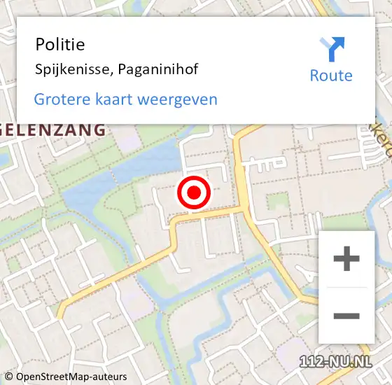 Locatie op kaart van de 112 melding: Politie Spijkenisse, Paganinihof op 5 oktober 2024 23:46