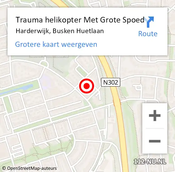 Locatie op kaart van de 112 melding: Trauma helikopter Met Grote Spoed Naar Harderwijk, Busken Huetlaan op 5 oktober 2024 23:48