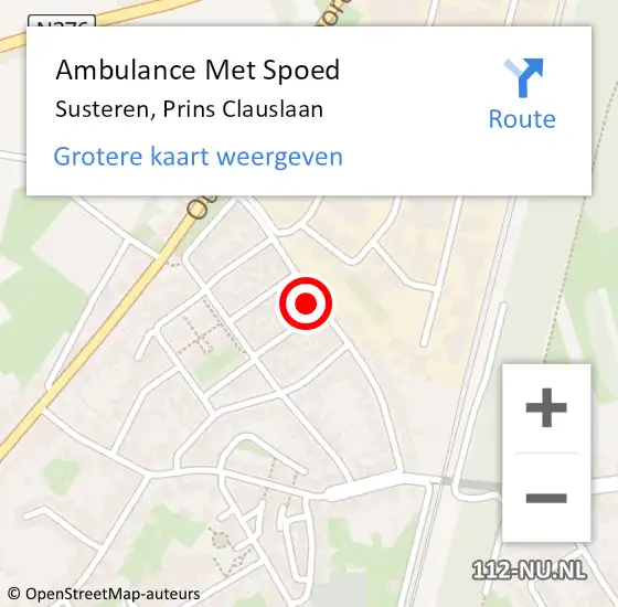 Locatie op kaart van de 112 melding: Ambulance Met Spoed Naar Susteren, Prins Clauslaan op 6 oktober 2024 00:03