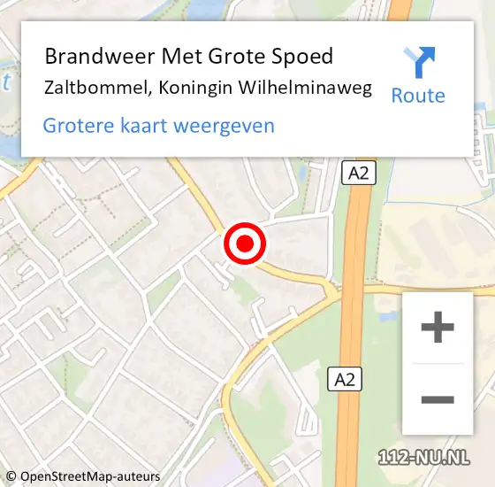 Locatie op kaart van de 112 melding: Brandweer Met Grote Spoed Naar Zaltbommel, Koningin Wilhelminaweg op 6 oktober 2024 00:11