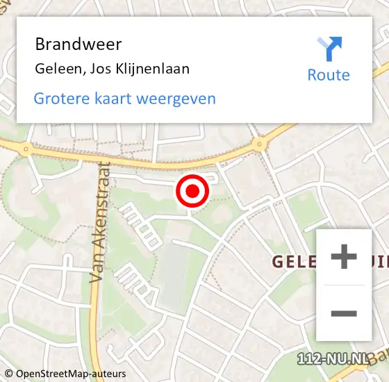 Locatie op kaart van de 112 melding: Brandweer Geleen, Jos Klijnenlaan op 6 oktober 2024 00:31