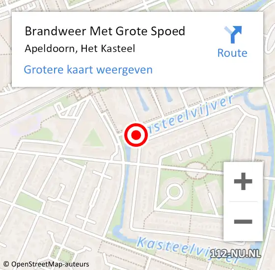 Locatie op kaart van de 112 melding: Brandweer Met Grote Spoed Naar Apeldoorn, Het Kasteel op 6 oktober 2024 00:33