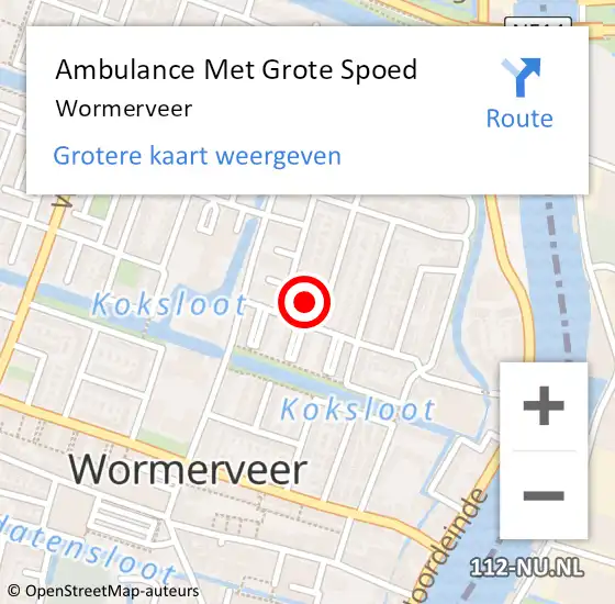 Locatie op kaart van de 112 melding: Ambulance Met Grote Spoed Naar Wormerveer op 6 oktober 2024 00:36